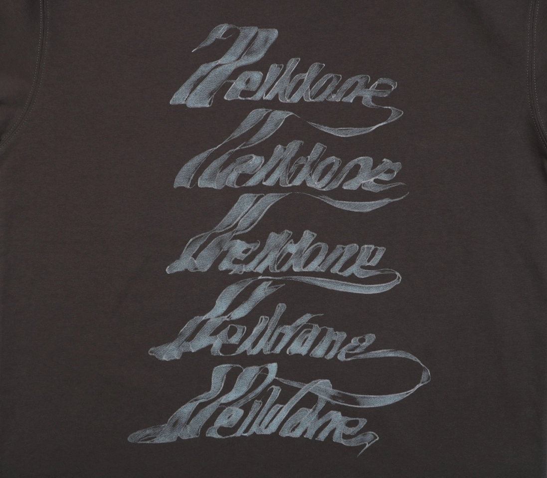 We11done Five-Line Script Logo T-Shirt Black Front Print