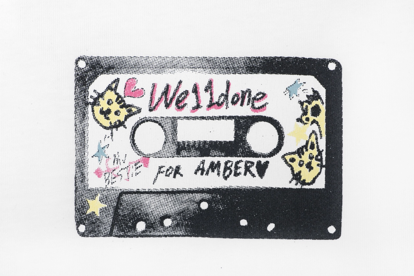 We11done Hand-Drawn Cassette Graphic T-Shirt White Front Print