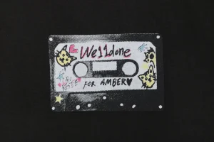 We11done Hand-Drawn Cassette Graphic T-Shirt Black Front Print
