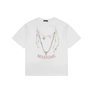 We11done Necklace Graphic T-Shirt White Front view