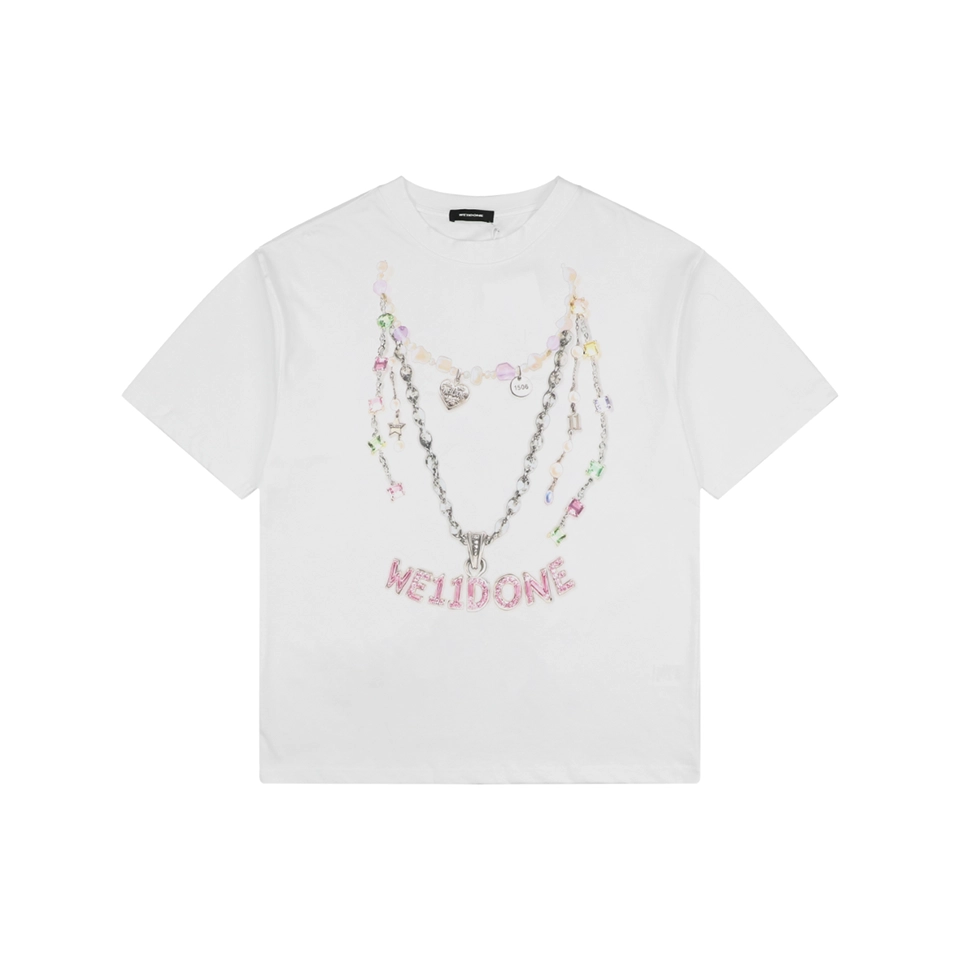 We11done Necklace Graphic T-Shirt White Front view