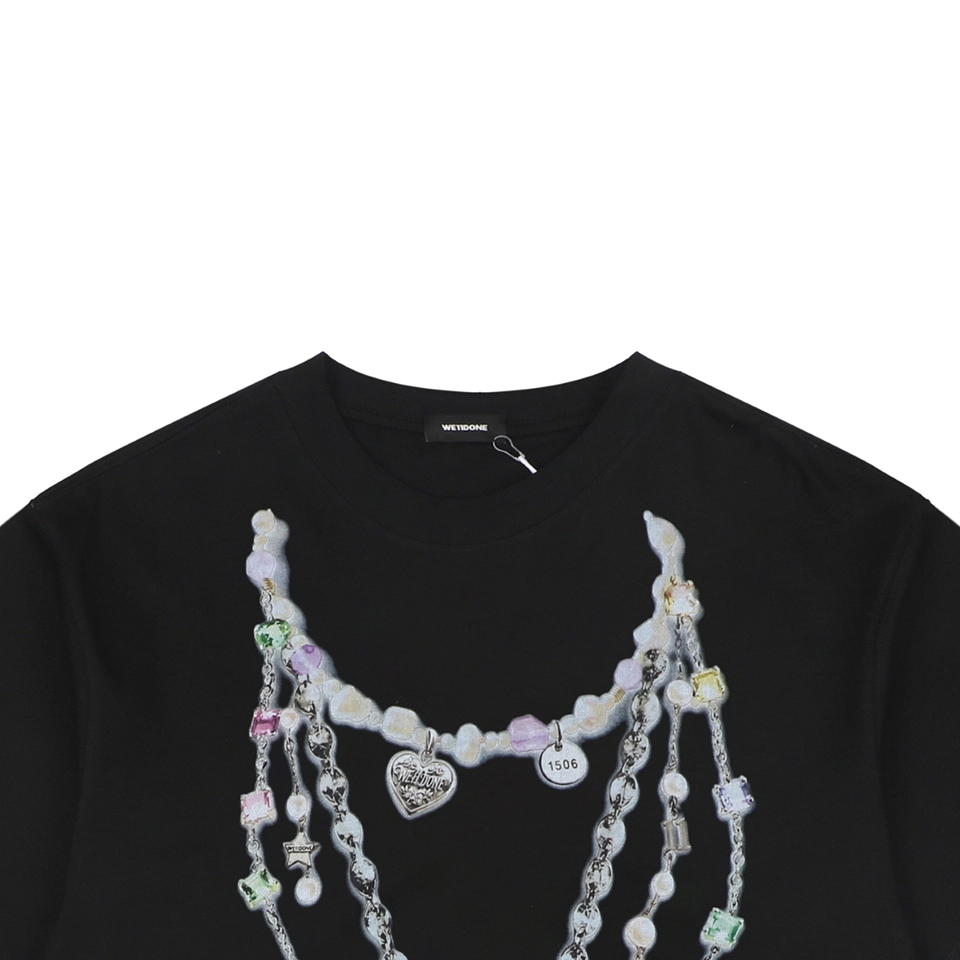 We11done Necklace Graphic T-Shirt Black