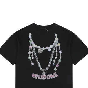 We11done Necklace Graphic T-Shirt Black
