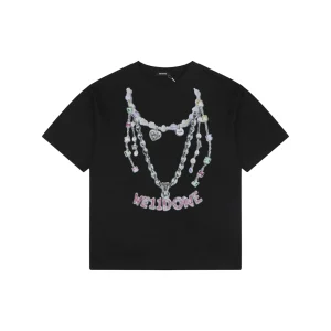 We11done Necklace Graphic T-Shirt Black Front view