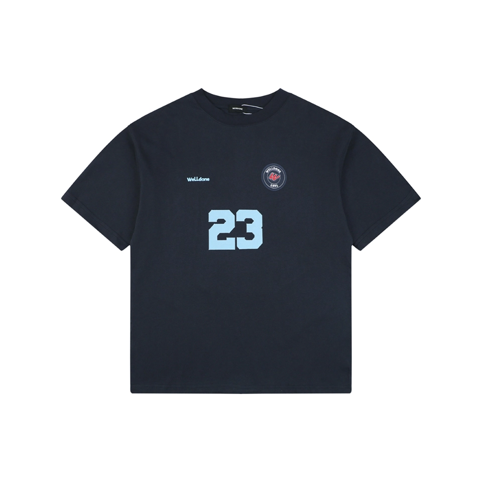 We11done Number 23 Graphic T-Shirt Navy Front view