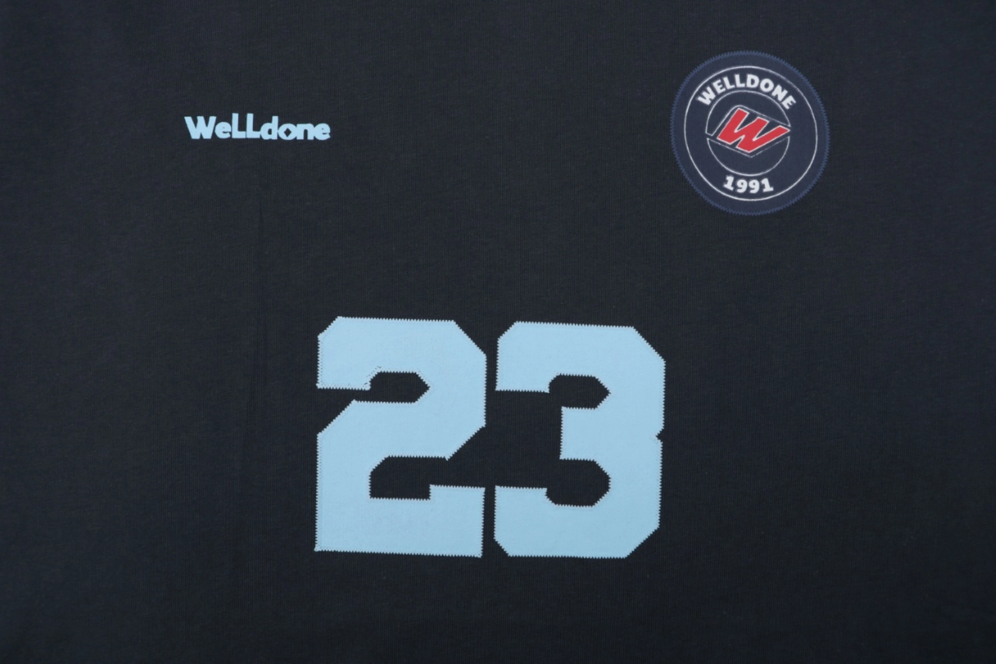 We11done Number 23 Graphic T-Shirt Navy Front Print