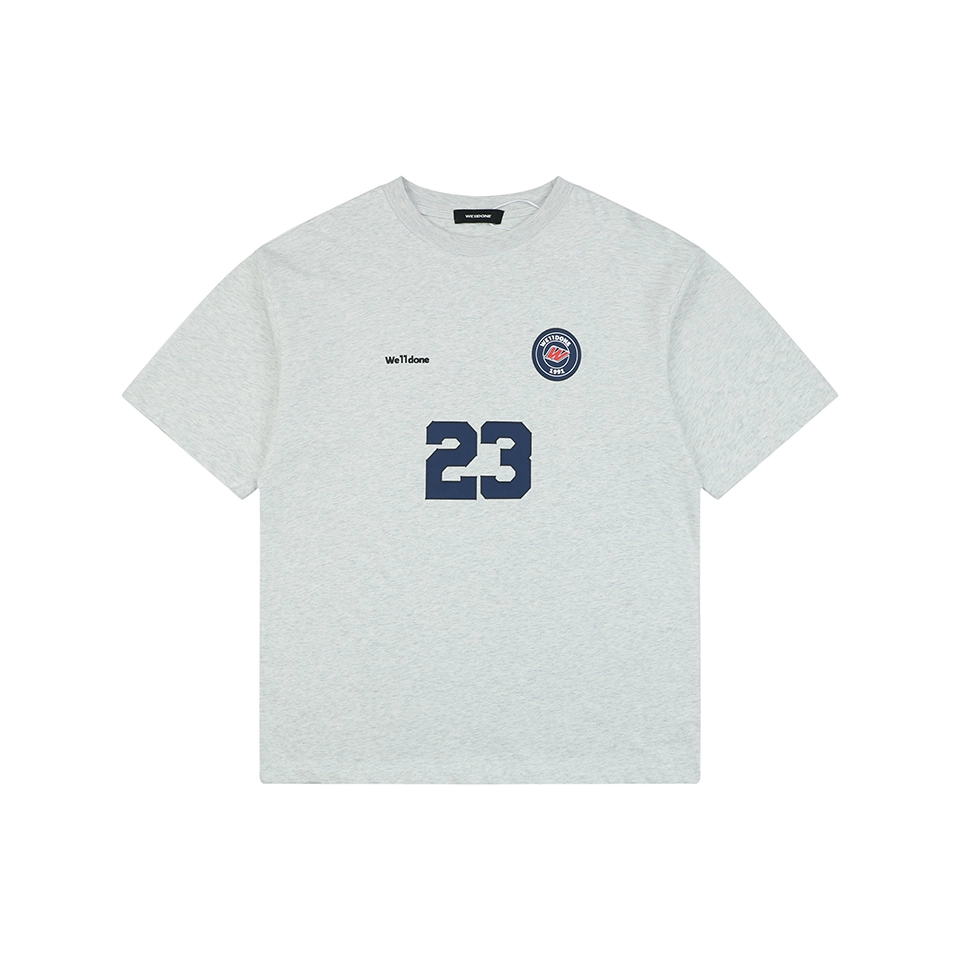We11done Number 23 Graphic T-Shirt Grey Front view
