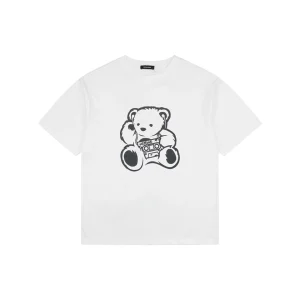 We11done Retro Tape Bear Graphic T-Shirt White Front view