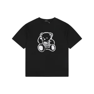 We11done Retro Tape Bear Graphic T-Shirt Black Front view