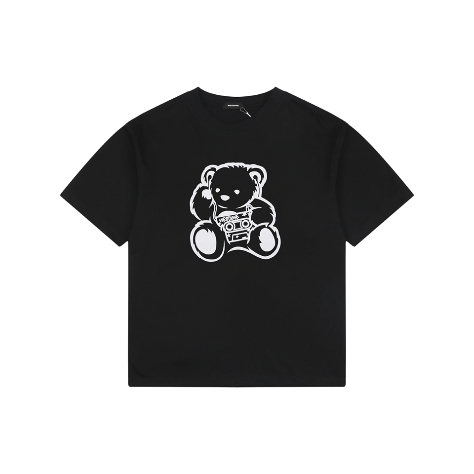 We11done Retro Tape Bear Graphic T-Shirt Black Front view