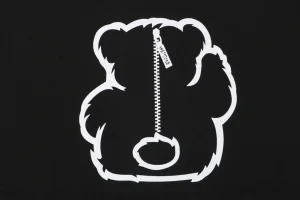 We11done Retro Tape Bear Graphic T-Shirt Black Back Print