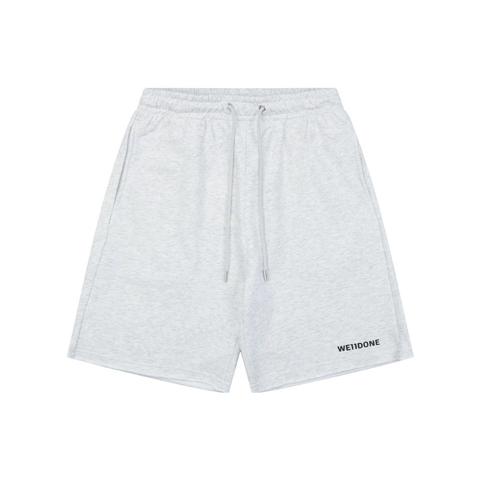 We11done Small Logo Sweat Shorts White Front view