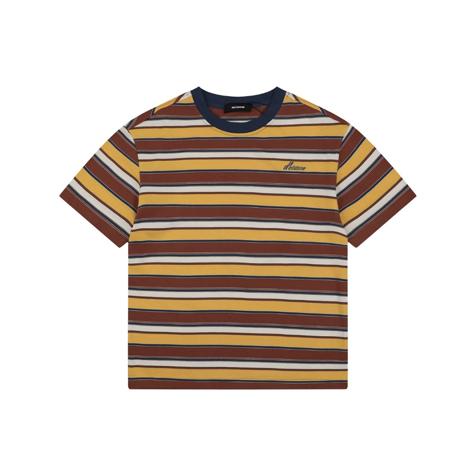We11done Vintage Stripe Embroidered Heavyweight T-Shirt Front view