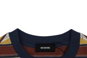 We11done Vintage Stripe Embroidered Heavyweight T-Shirt Collar
