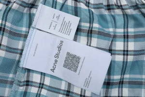 Acne Studios Blue Plaid Drawstring Shorts Wash label