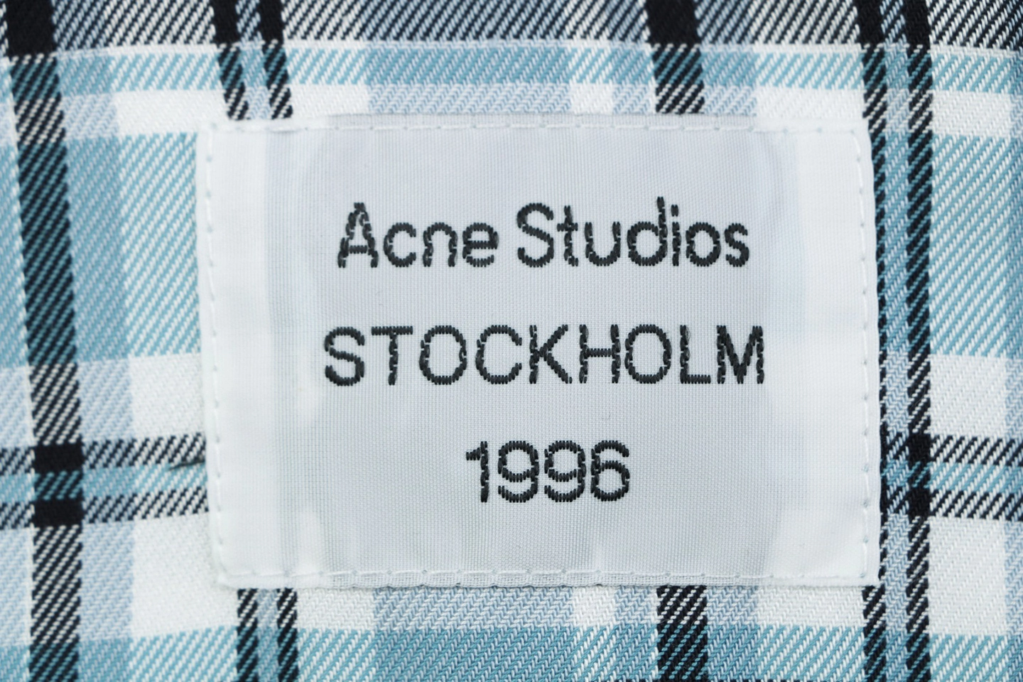 Acne Studios Blue Plaid T-Shirt Brand label