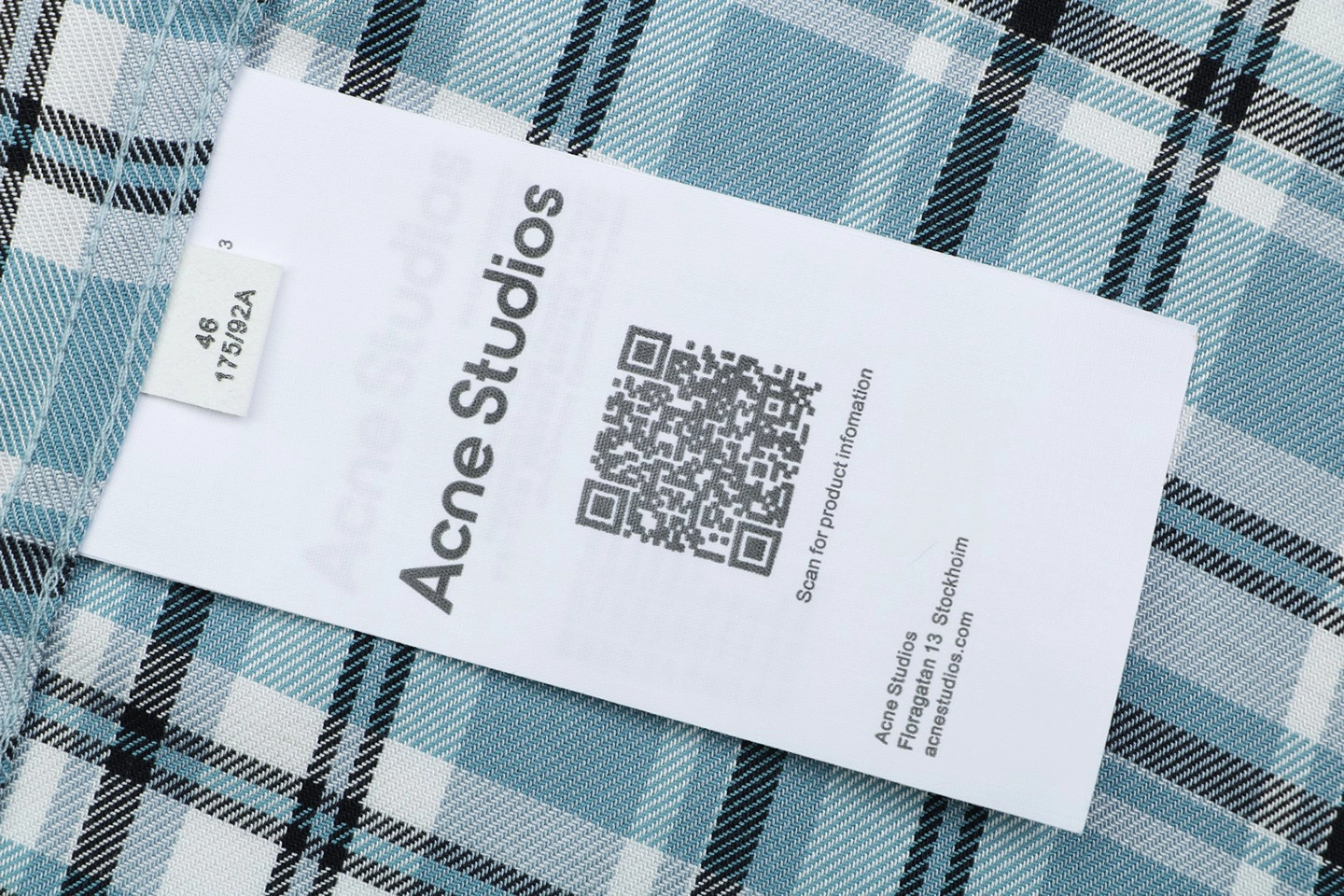 Acne Studios Blue Plaid T-Shirt Wash label