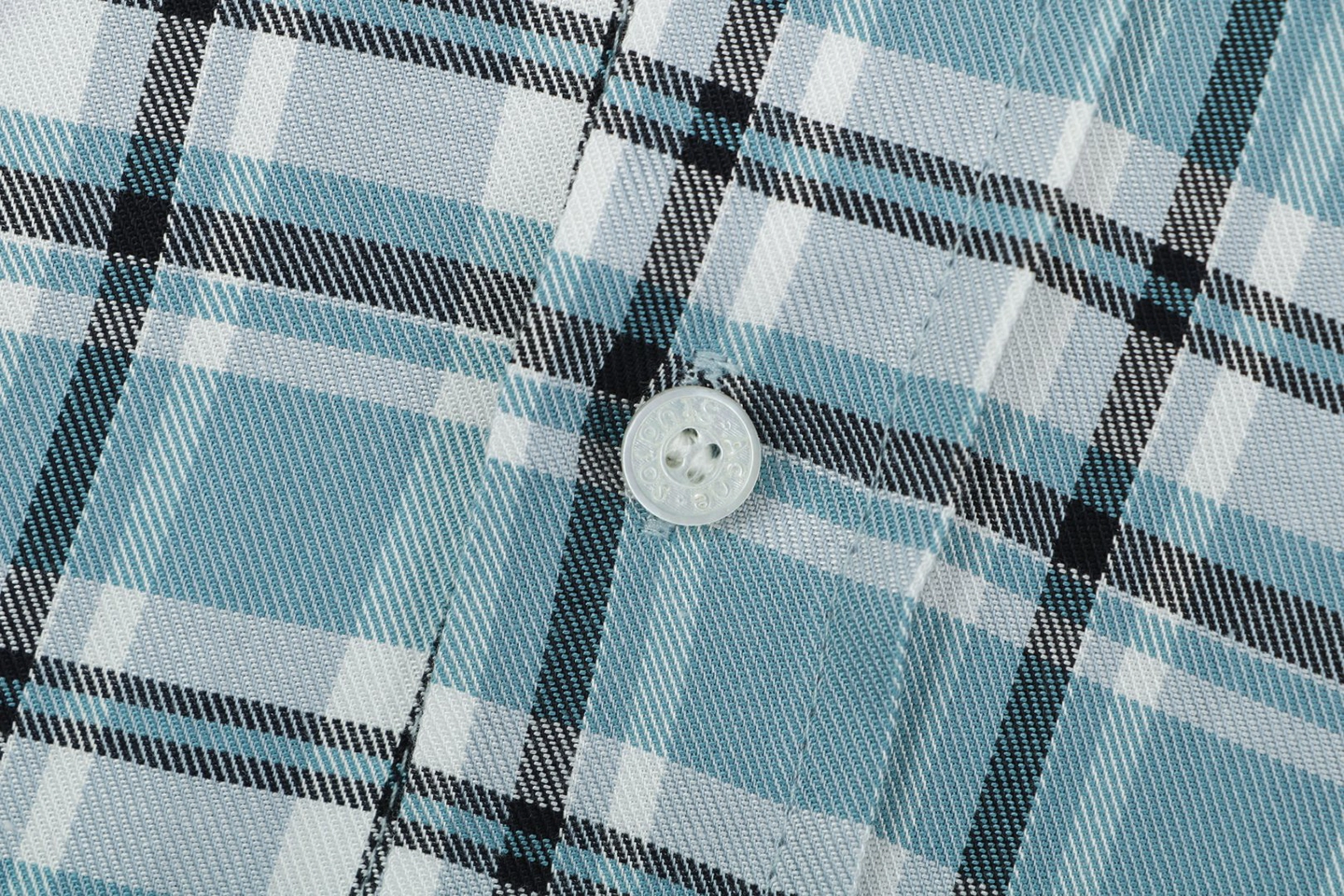 Acne Studios Blue Plaid T-Shirt Button