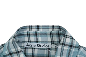 Acne Studios Blue Plaid T-Shirt Collar