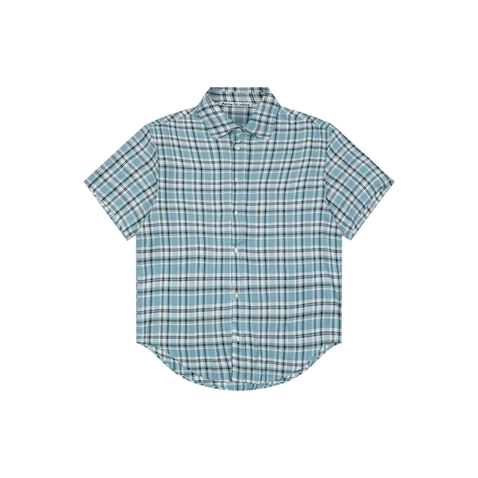 Acne Studios Blue Plaid T-Shirt Front view