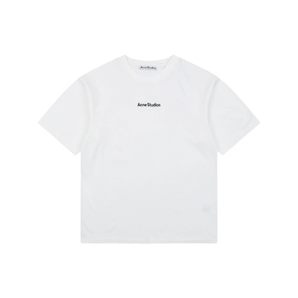 Acne Studios Embroidered Logo Patchwork T-Shirt White Front view