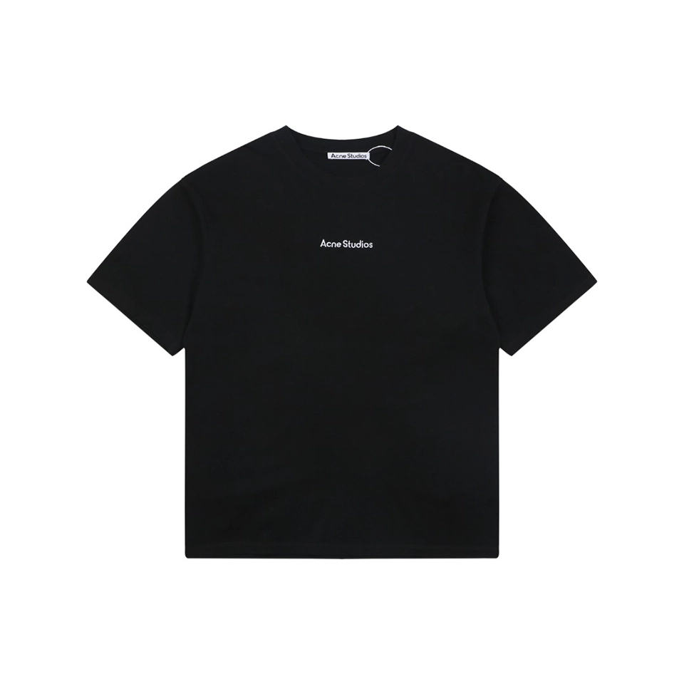 Acne Studios Embroidered Logo Patchwork T-Shirt Black Front view