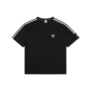 Adidas Originals 3-Stripes Shoulder T-Shirt Black Front view