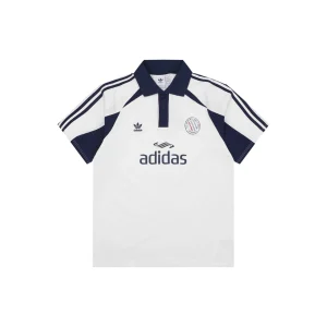 Adidas White & Navy Collaborative Polo T-Shirt Front view