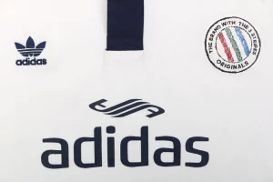Adidas White & Navy Collaborative Polo T-Shirt Front Print
