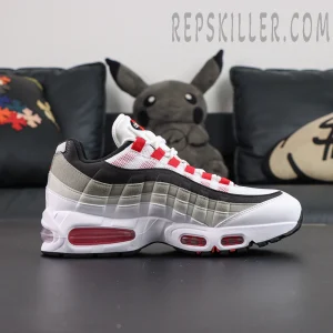 Nike Air Max 95 OG “Comet Red” lateral side profile featuring the iconic gradient layered upper and red visible Air cushioning