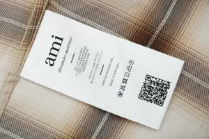 Ami Paris Heart Logo Plaid T-Shirt Wash label