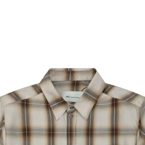 Ami Paris Heart Logo Plaid T-Shirt
