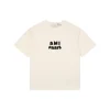 Ami Paris Playful Logo Embroidered T-Shirt (Beige/Black)