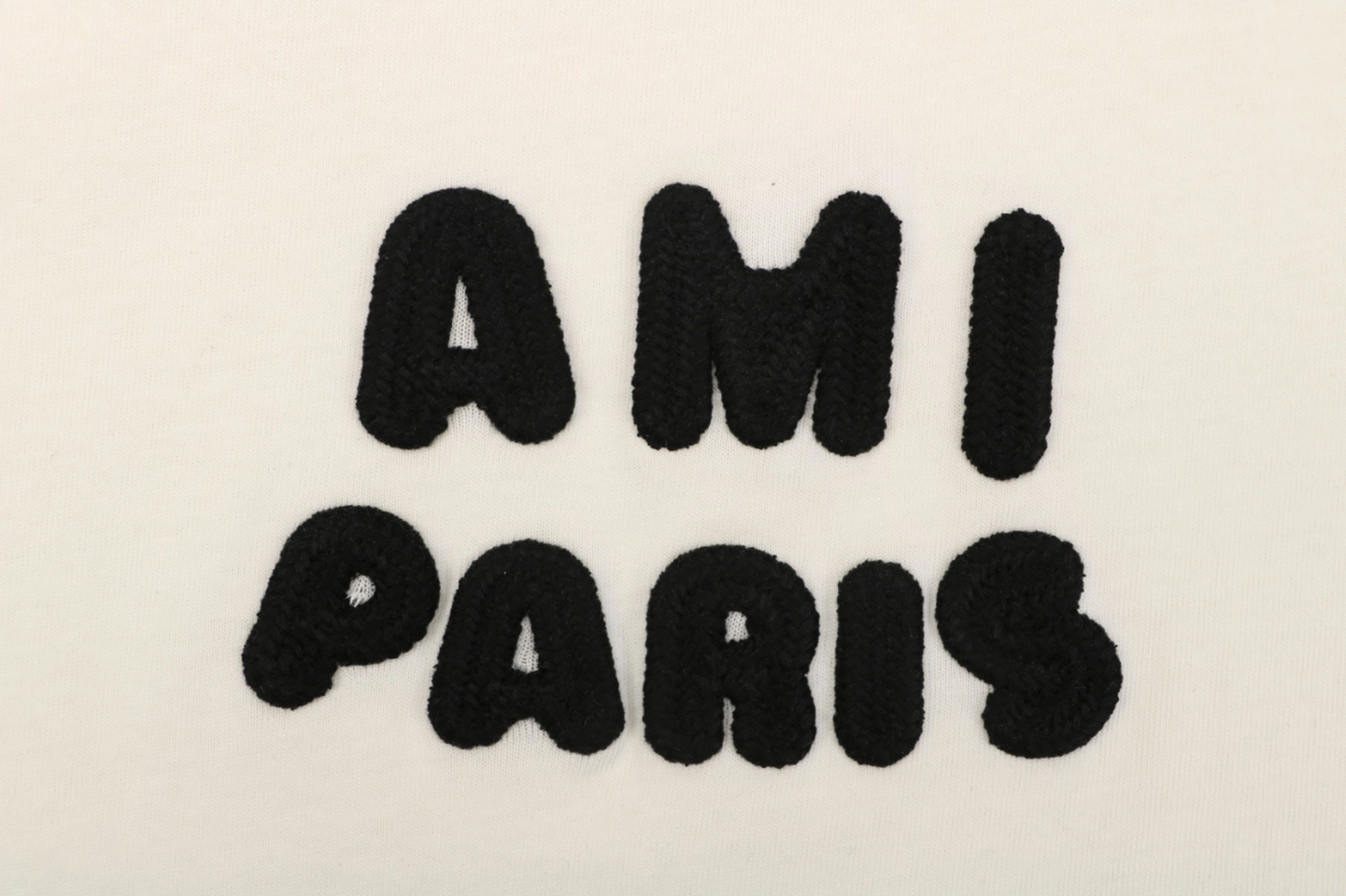 Ami Paris Playful Logo Embroidered T-Shirt Beige Front Brand