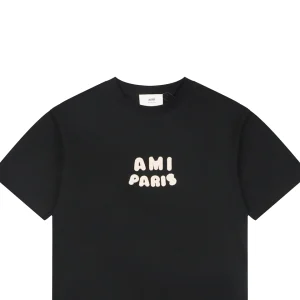 Ami Paris Playful Logo Embroidered T-Shirt Black