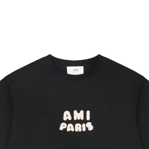 Ami Paris Playful Logo Embroidered T-Shirt Black