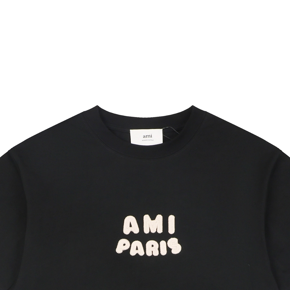 Ami Paris Playful Logo Embroidered T-Shirt Black
