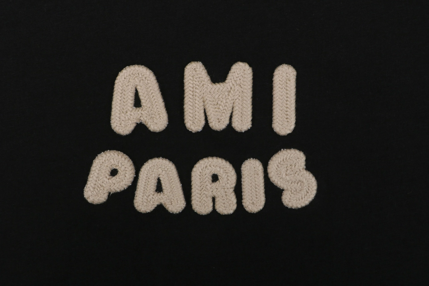 Ami Paris Playful Logo Embroidered T-Shirt Black Front Brand