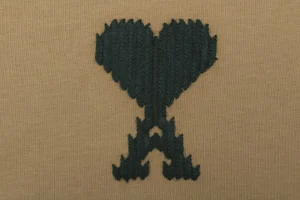 Ami Pixel Heart Embroidered T-Shirt Brown Brand