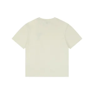 Ami Pixel Heart Embroidered T-Shirt Beige Back view