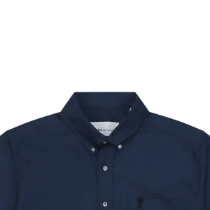 Ami Pocket Heart Embroidered T-Shirt Navy