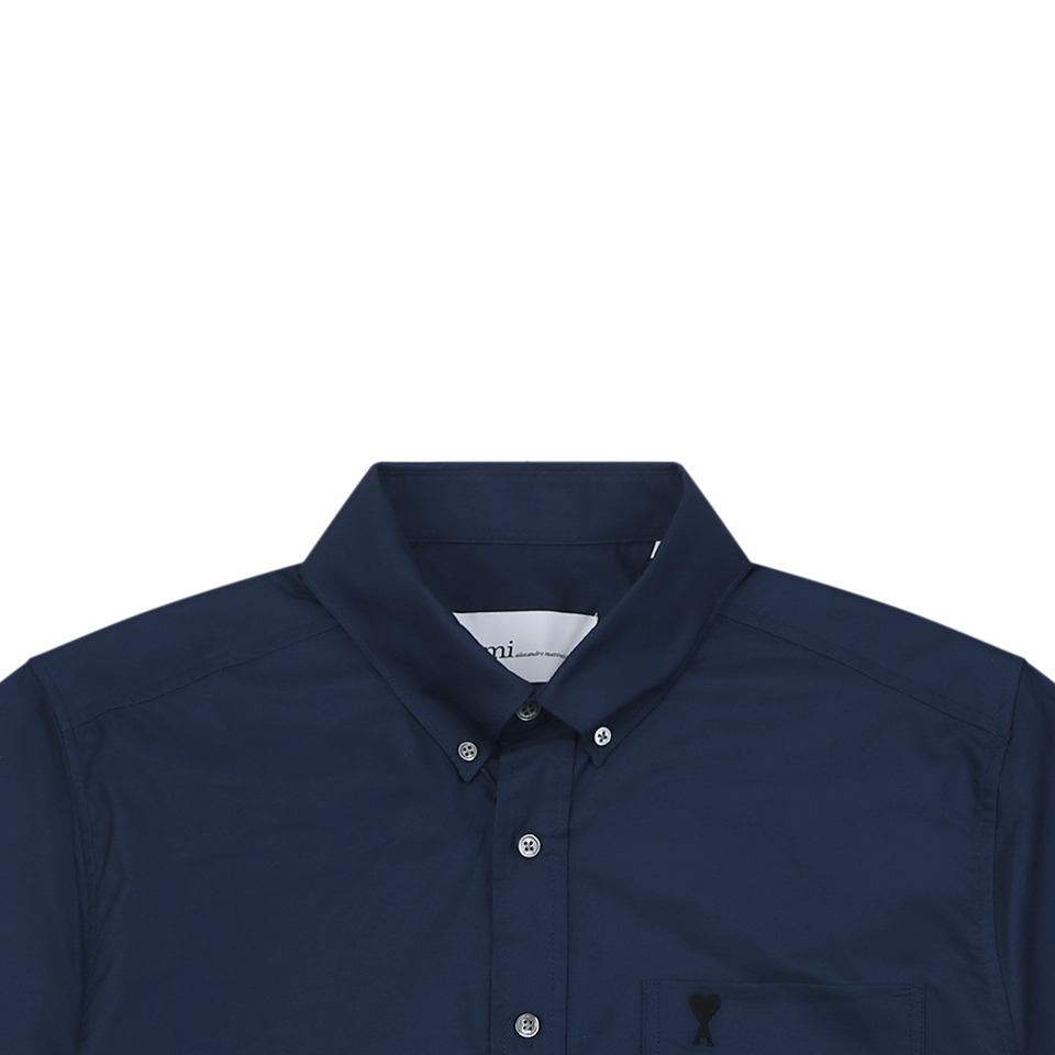 Ami Pocket Heart Embroidered T-Shirt Navy