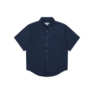 Ami Pocket Heart Embroidered T-Shirt Navy Front view