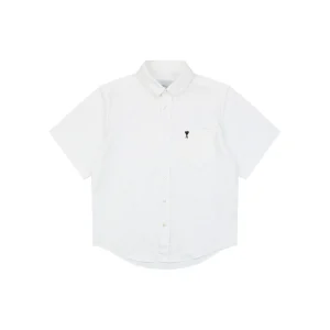 Ami Pocket Heart Embroidered T-Shirt White Front view