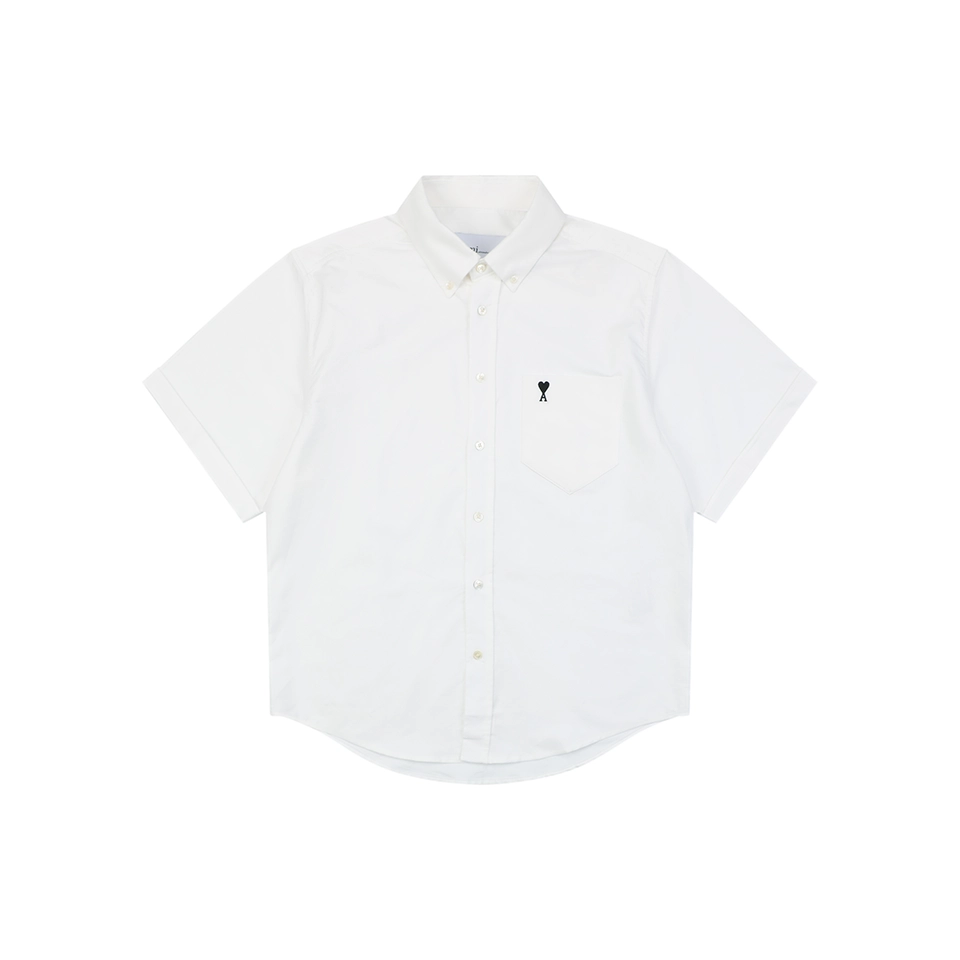 Ami Pocket Heart Embroidered T-Shirt White Front view