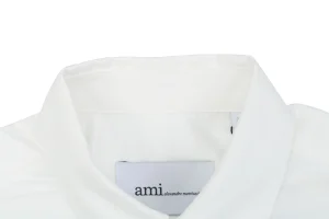 Ami Pocket Heart Embroidered T-Shirt White Collar