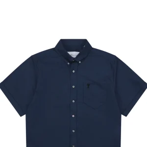 Ami Pocket Heart Embroidered T-Shirt Navy
