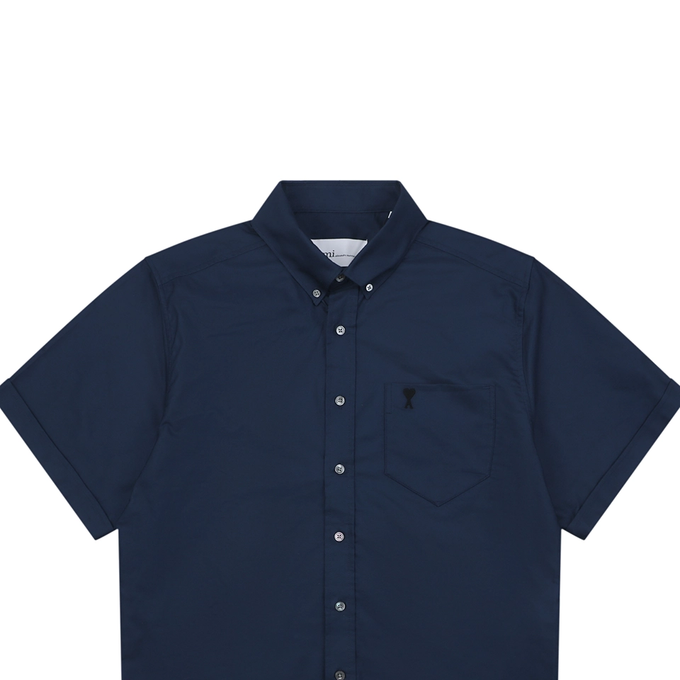 Ami Pocket Heart Embroidered T-Shirt Navy