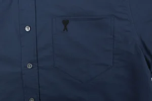 Ami Pocket Heart Embroidered T-Shirt Navy Pocket