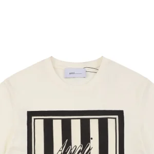 Ami Striped Frame Signature Graphic T-Shirt